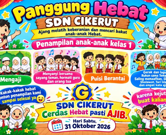 Semarak Panggung Hebat SDN Cikerut: Wujud Sinergi Sekolah dan Paguyuban Melatih Keberanian Siswa Kelas 1